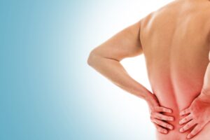 Lower back pain concept showing inflammation and discomfort in lumbar area
