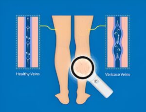 showing the differance of healthy and varlcose veins