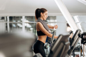 woman is workout at gym