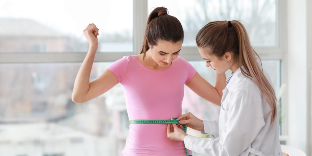 Patient undergoing Peptide Therapy for Weight Loss with body measurement assessment